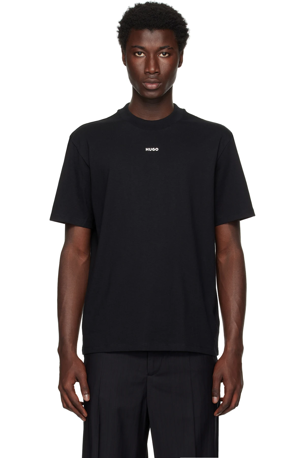 Black Relaxed-Fit Cotton Logo Print T-shirt