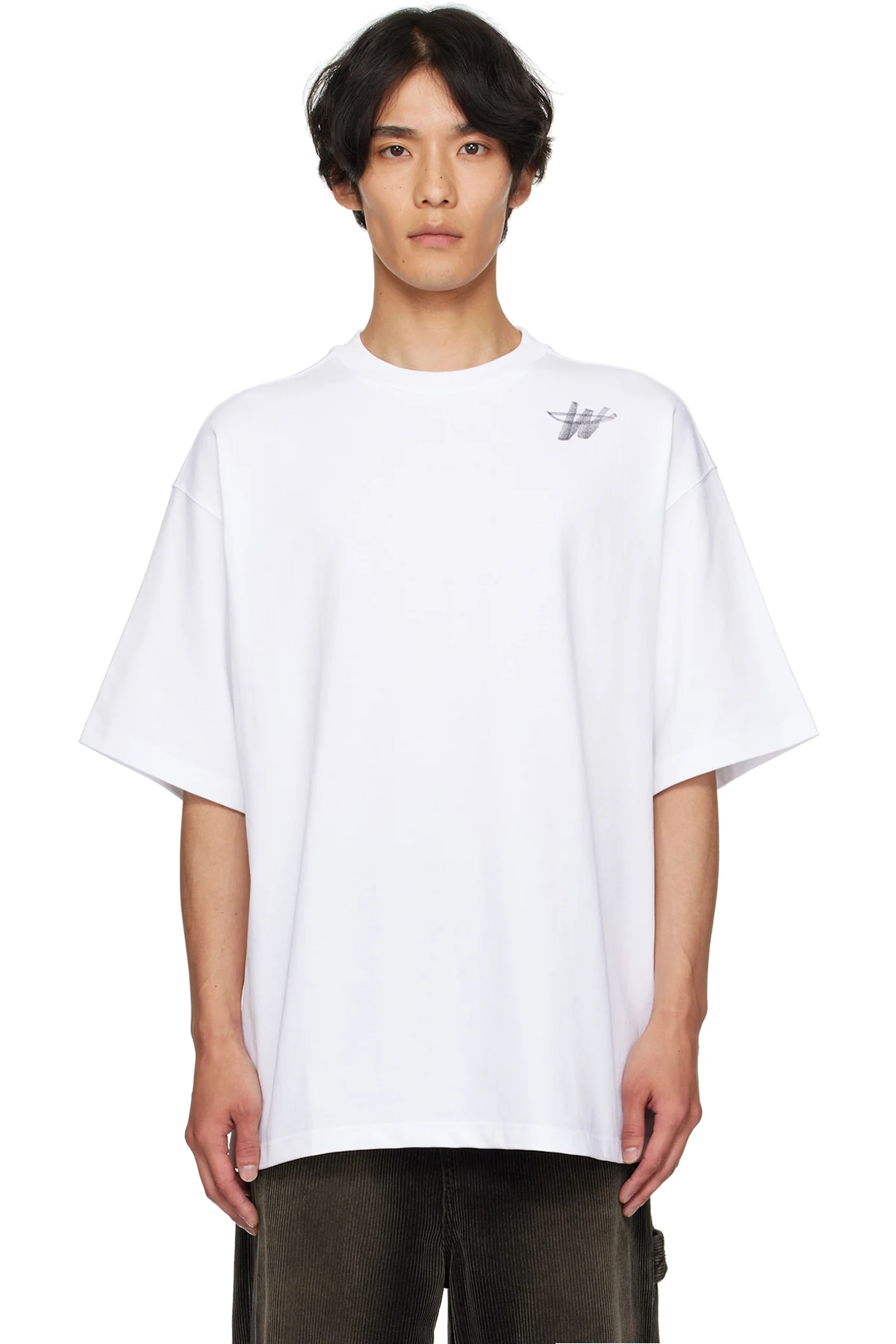 White Cotton 'WD' Logo T-shirt