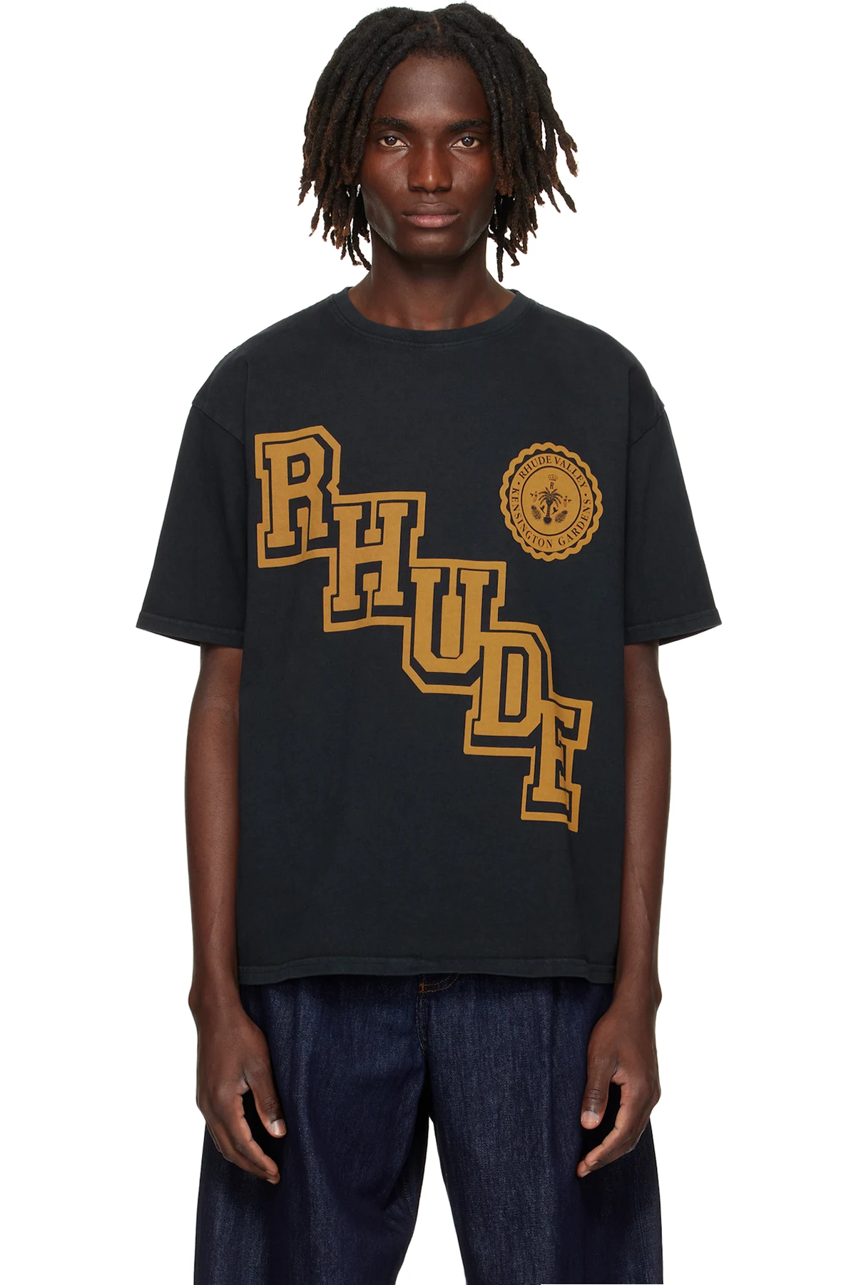 Black 'Rhude' Collegiate Crest T-shirt