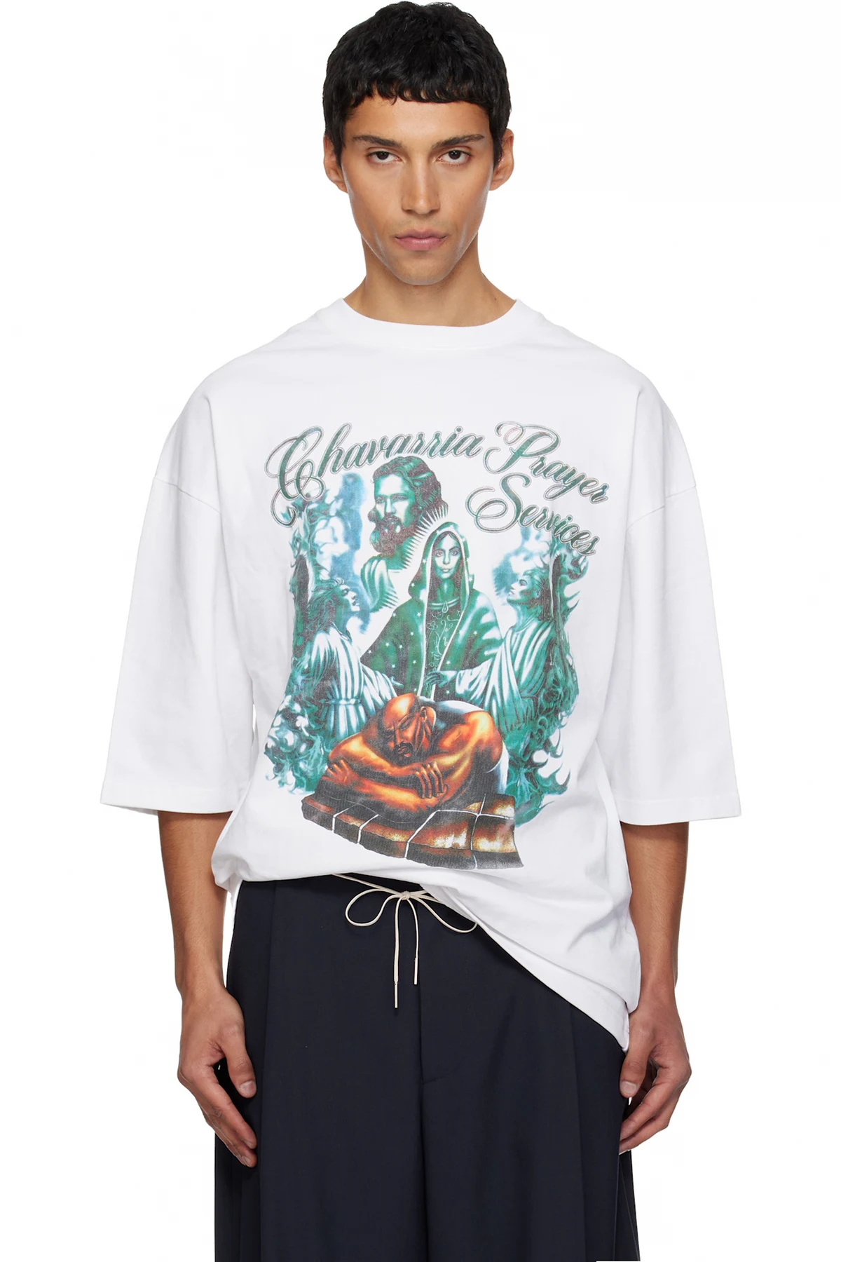 White 'Chavarria Prayer Services' T-shirt