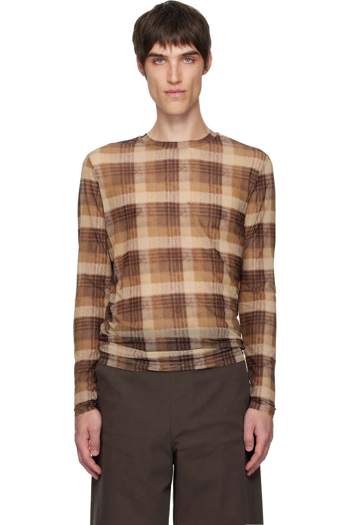 Tan & Off-White Printed T-shirt