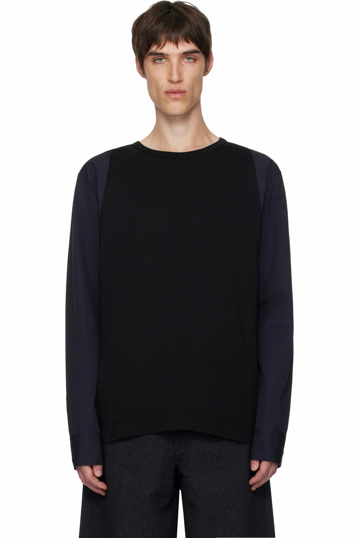 Black & Navy Contrast Sleeves T-shirt