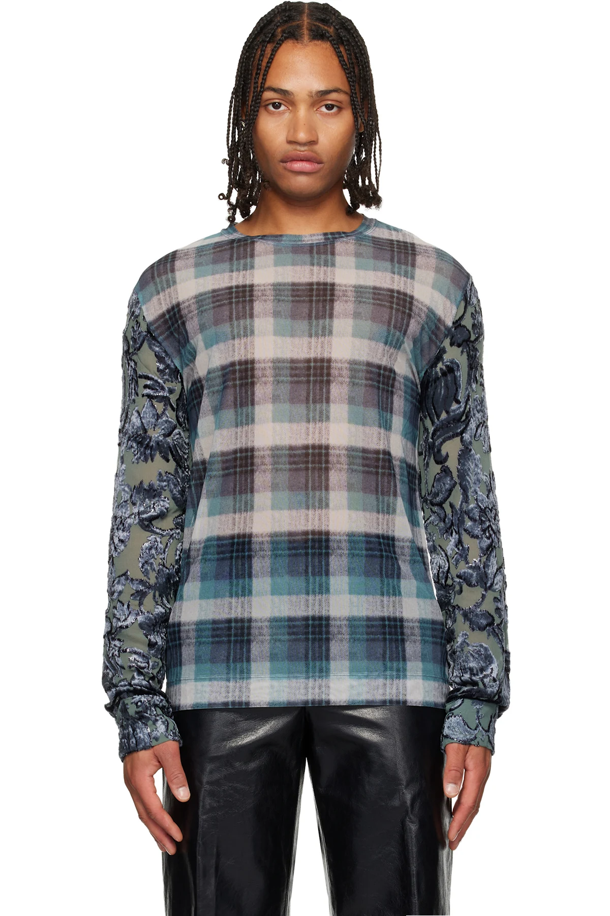 Blue Printed Mesh T-shirt