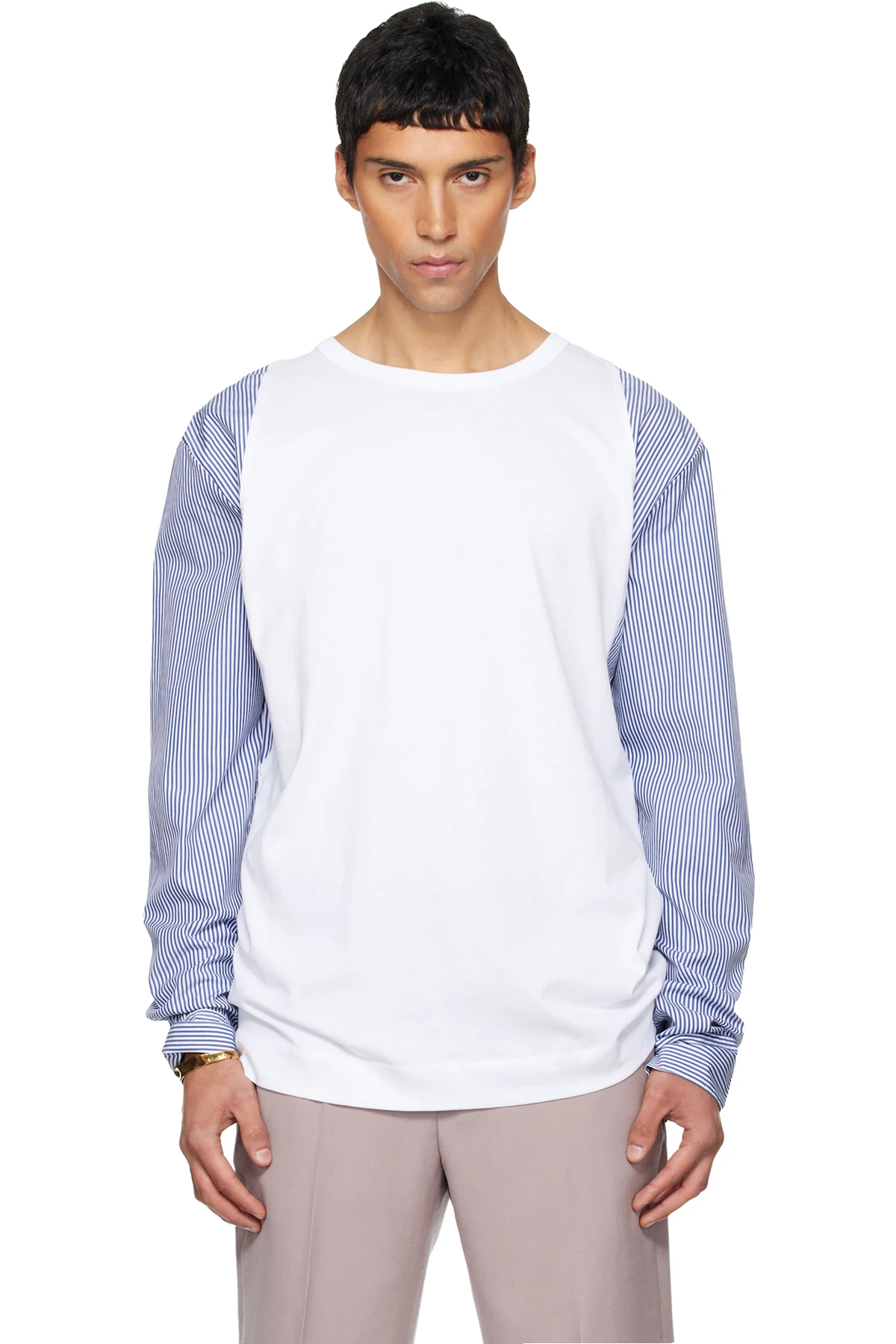 White Contrast Sleeves T-shirt