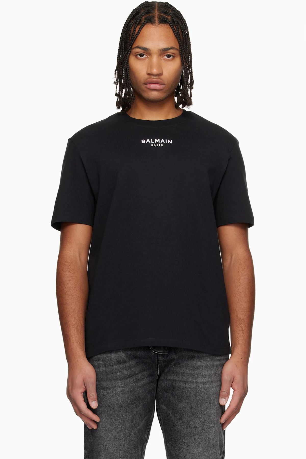 Black Embroidered 'Balmain Paris' T-shirt
