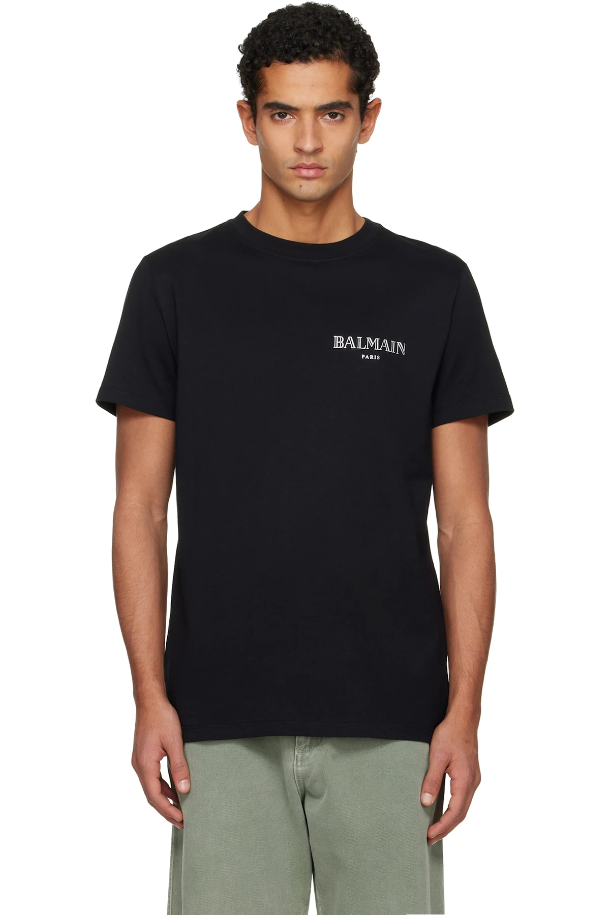 Black Vintage Gel 'Balmain' Logo T-shirt