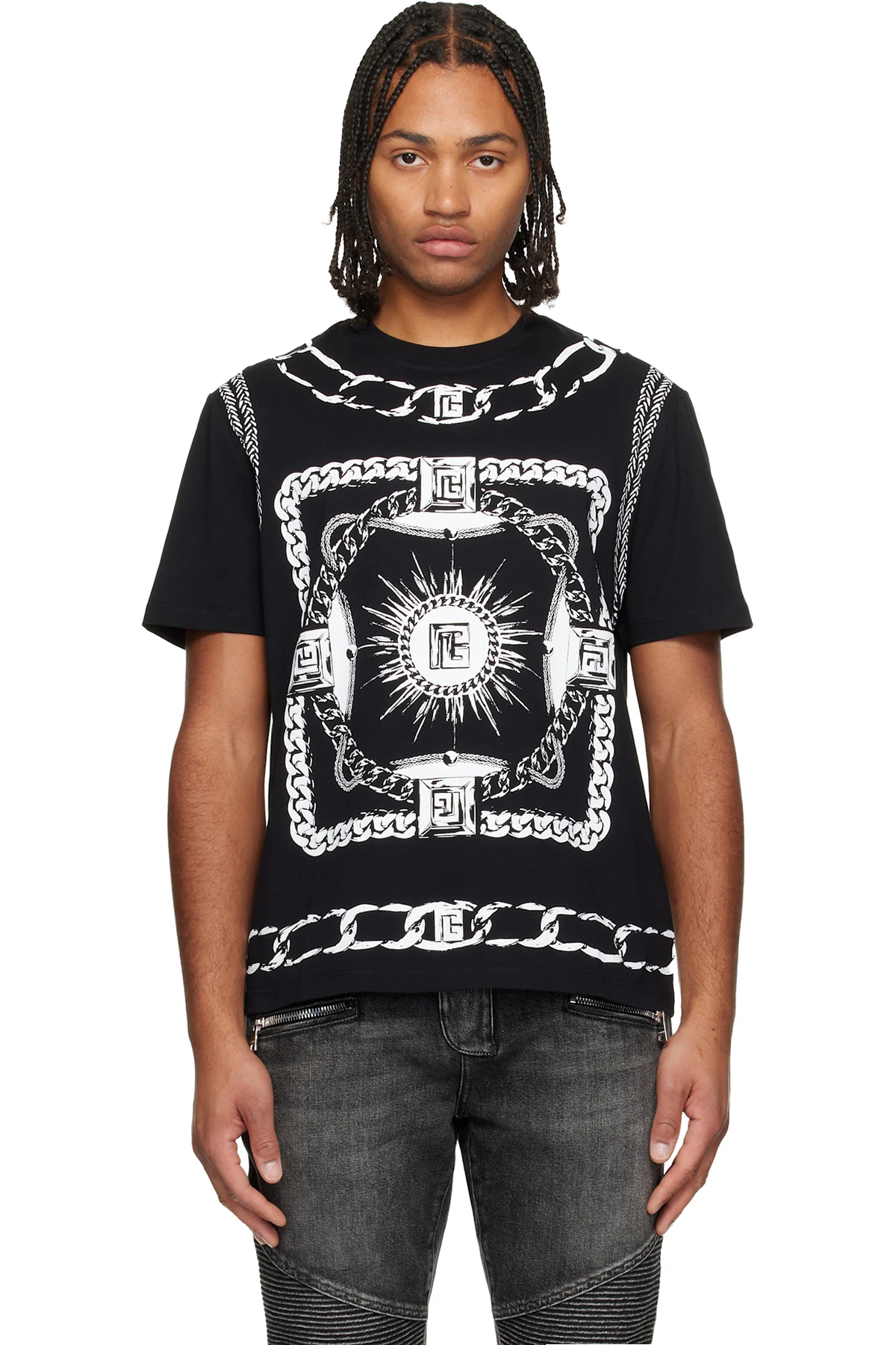 Black Foulard Print T-shirt