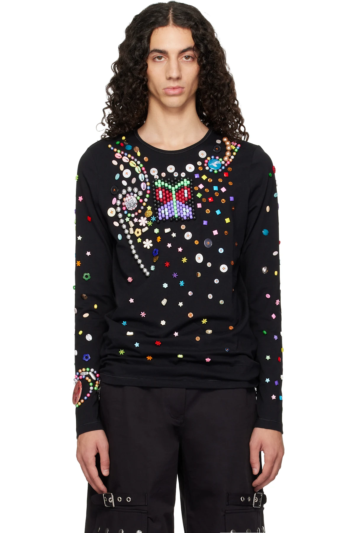 Black Night Defunct Beaded Jersey T-shirt