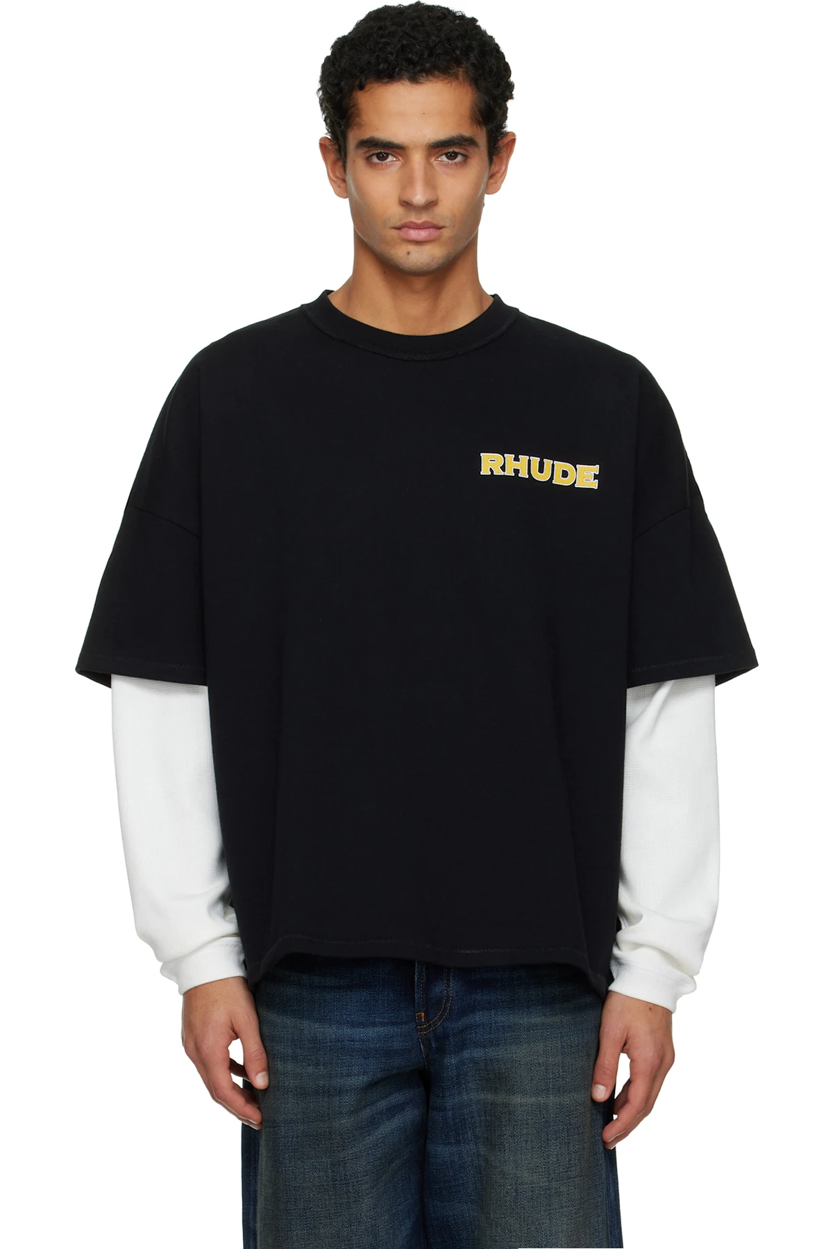 Black 'Rhude' Steel Double-Layered T-shirt