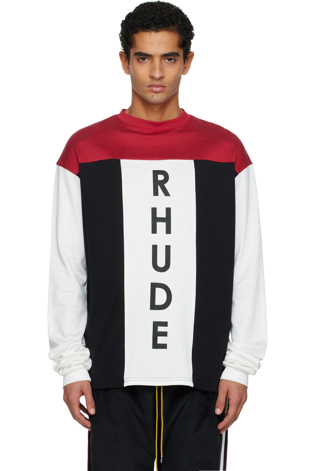 White & Black Intake Tri-Panel LS T-shirt