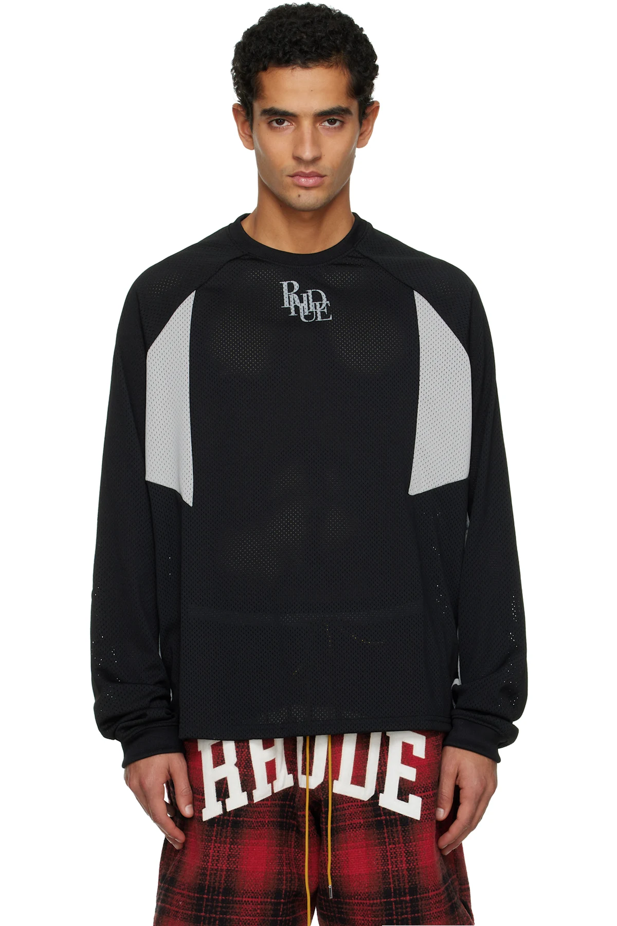 Black & Gray Mesh Moto LS T-shirt