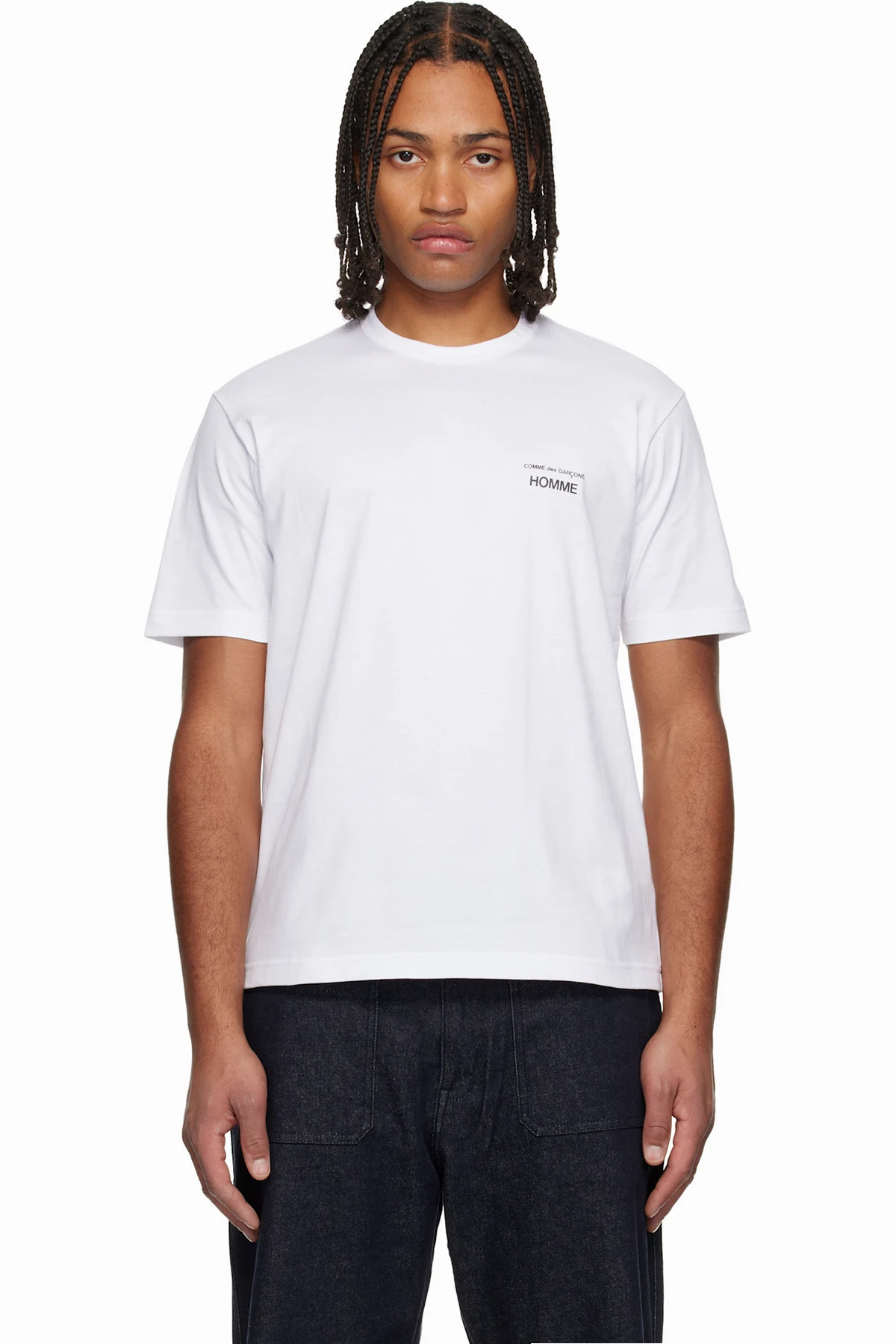 White Cotton Jersey Garment Print T-shirt