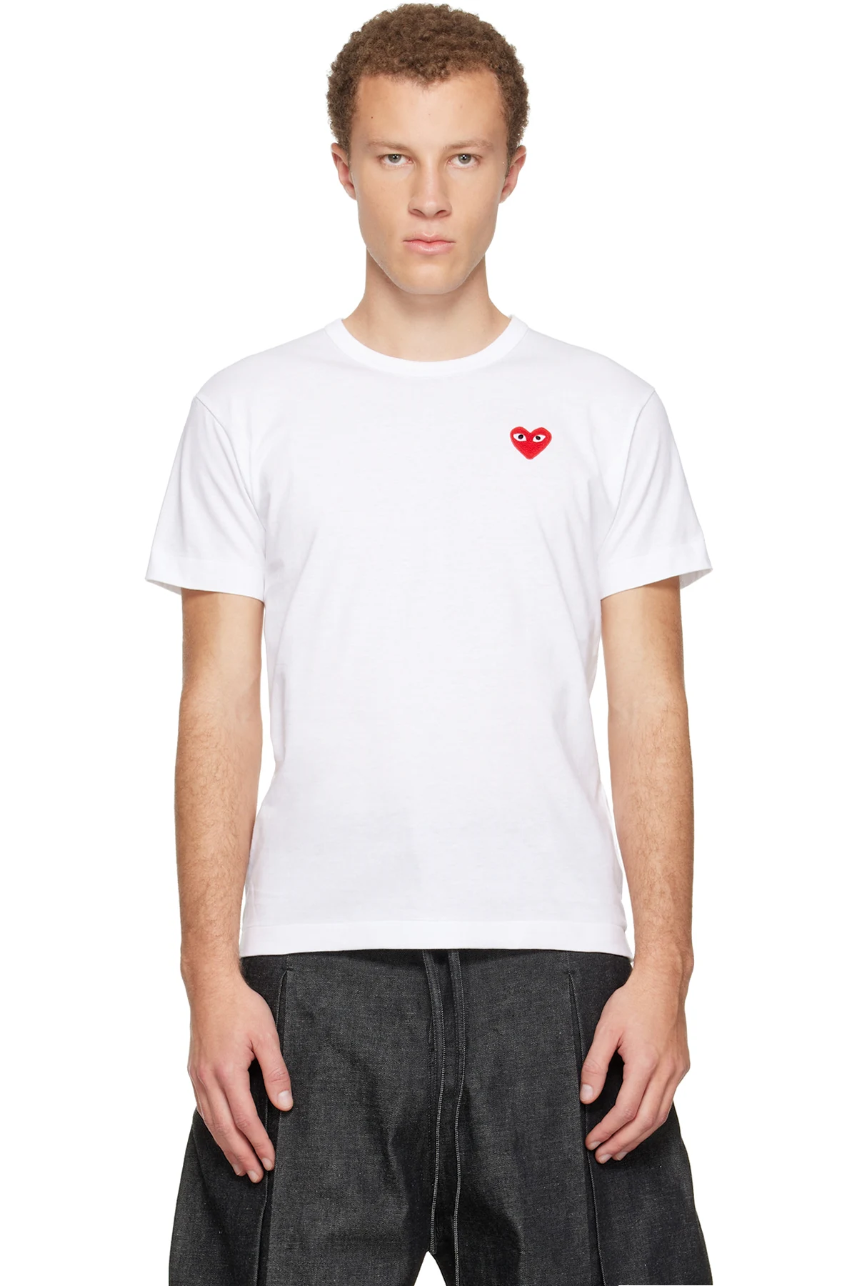 White Basic Red Emblem T-shirt