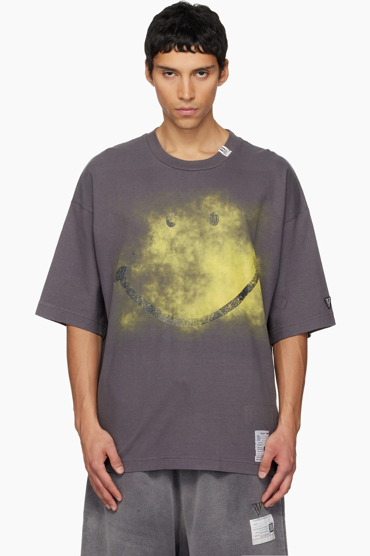 Black Smily Face Printed Ringer T-shirt