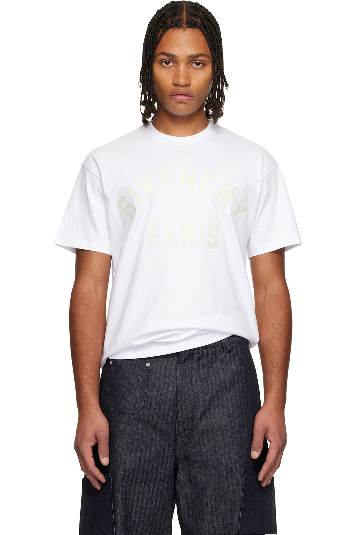 White 'Givenchy Paris' Embroidery T-shirt