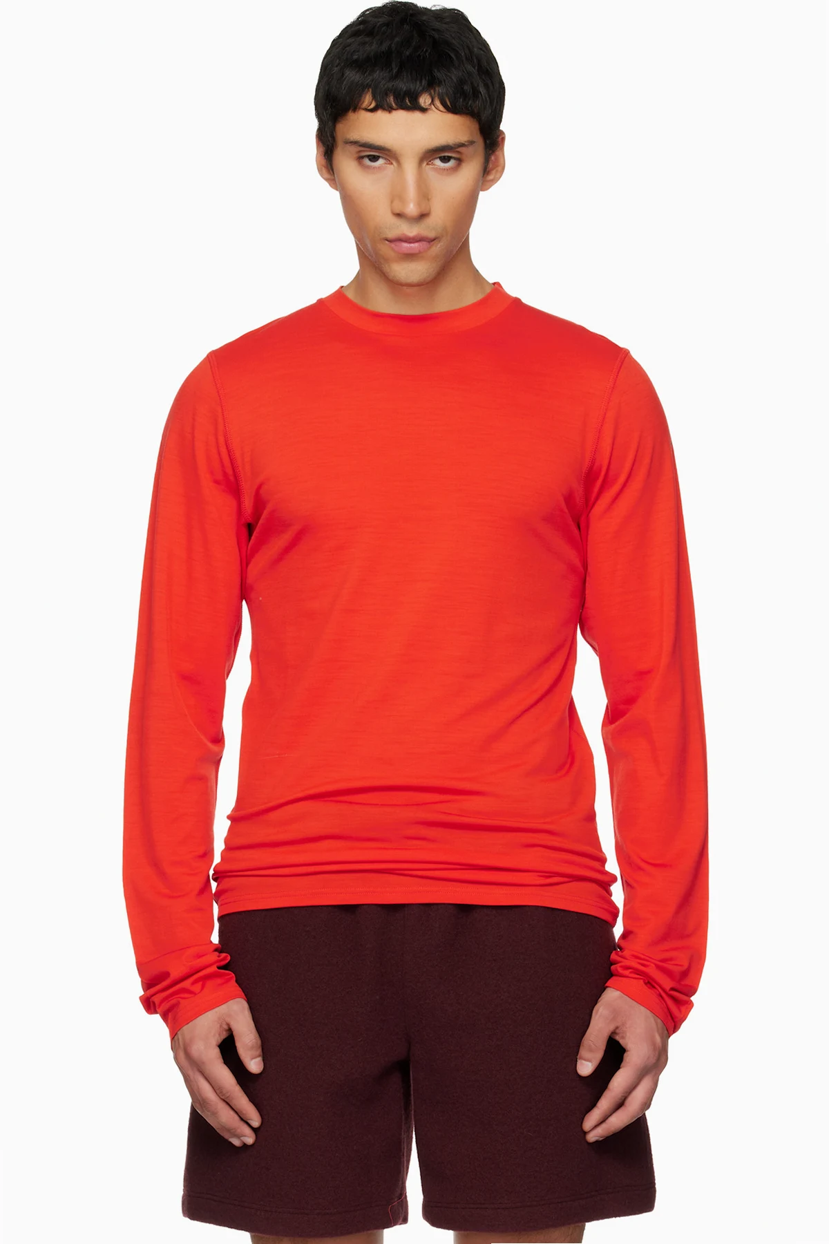 Orange Roundneck Jersey Wool T-shirt