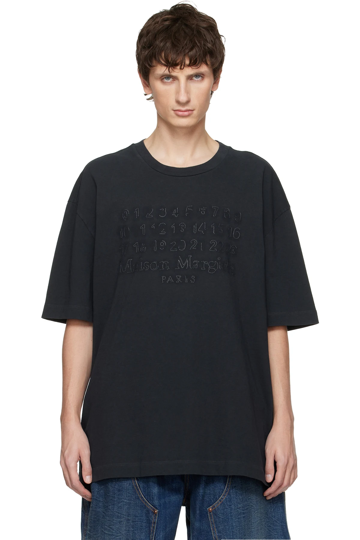 Gray Embroidered Logo T-shirt
