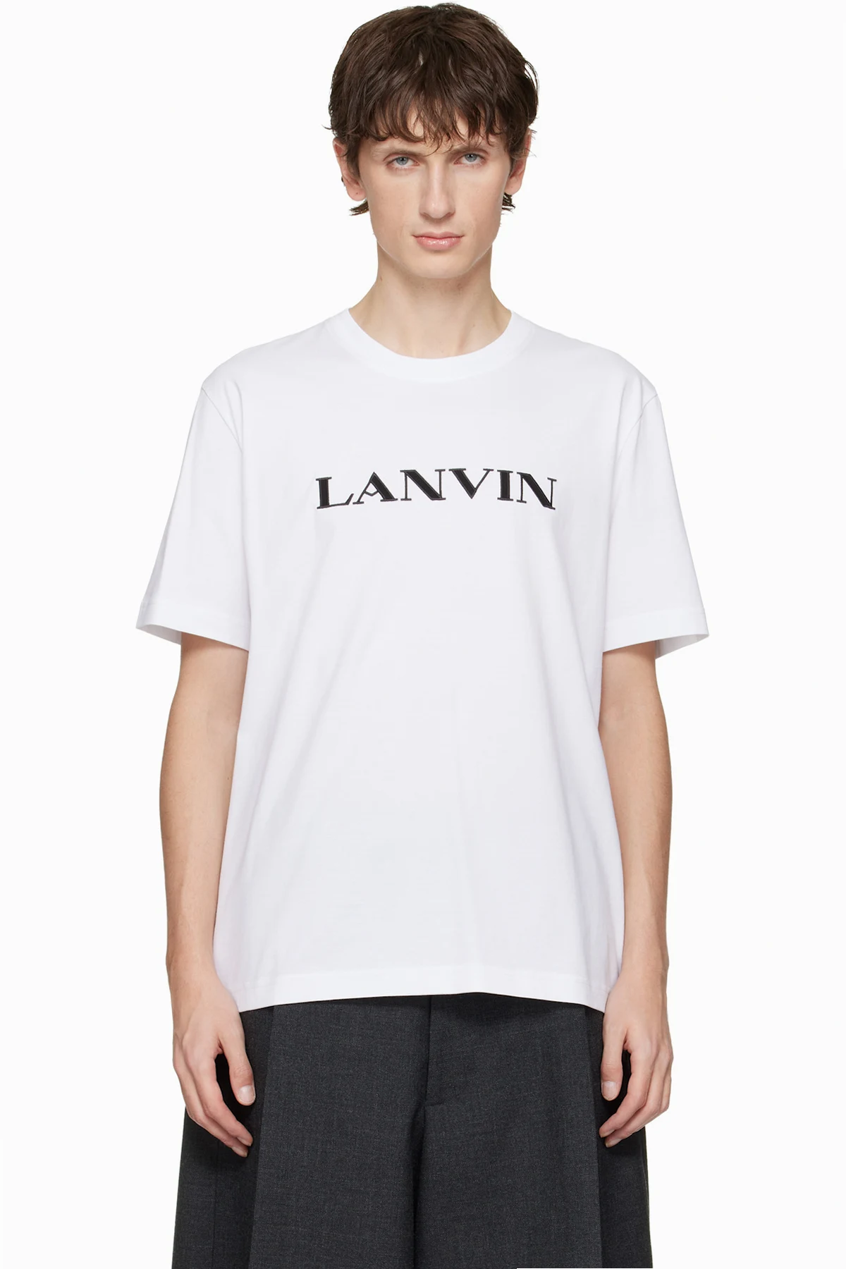White 'Lanvin' Embroidered Cotton T-shirt