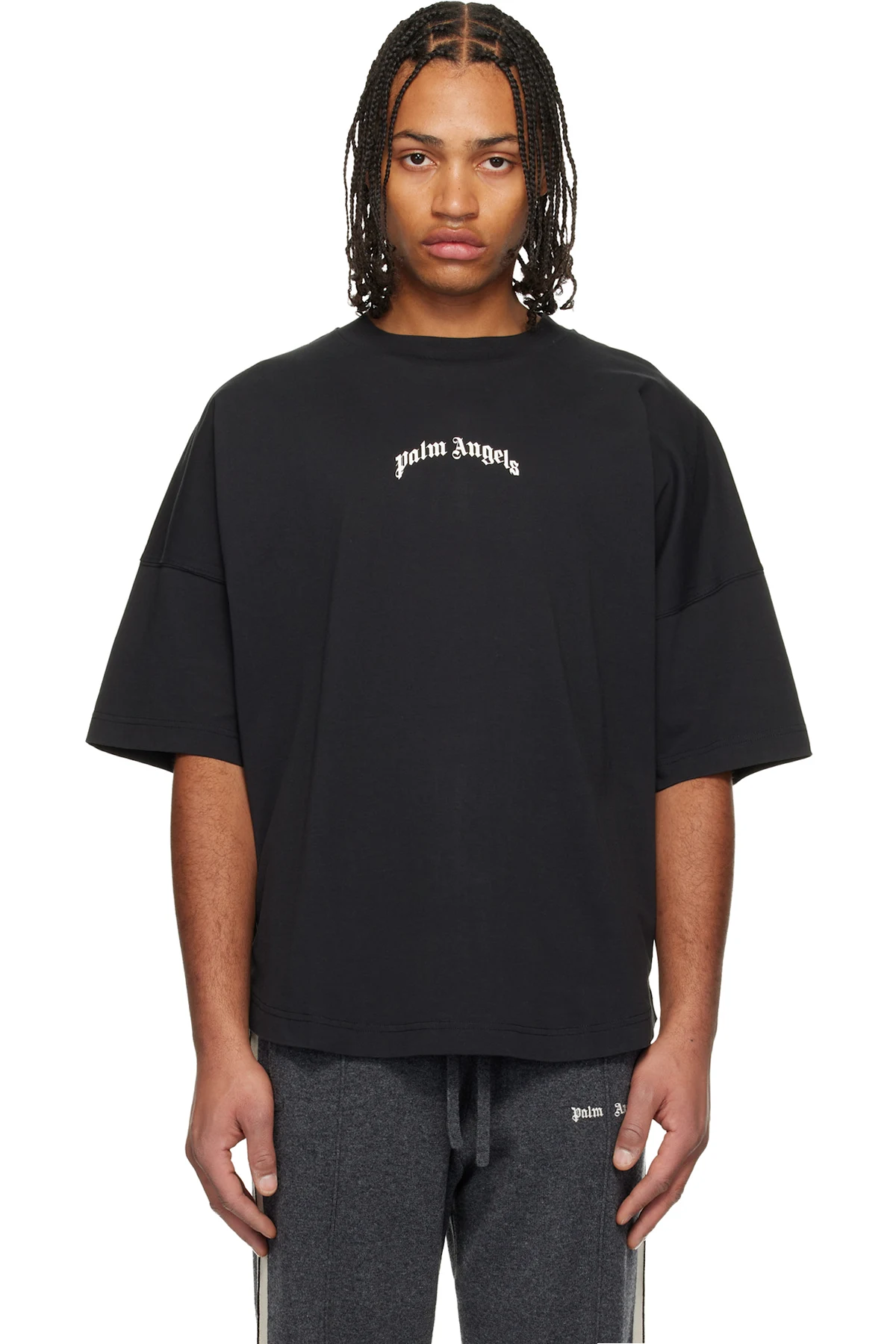Black Curved Logo Over T-shirt
