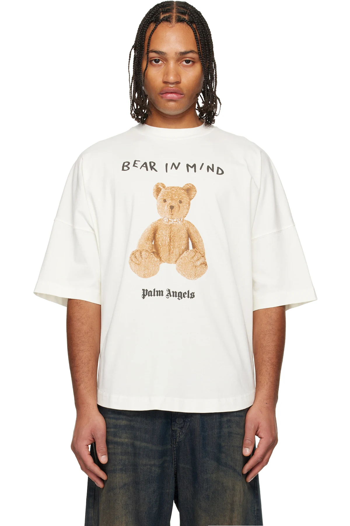 White 'Bear In Mind' Over T-shirt