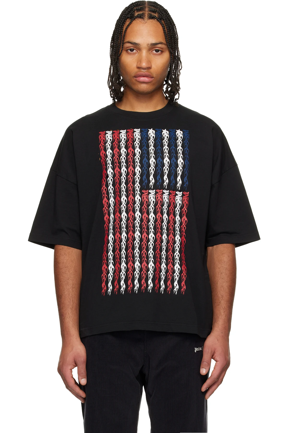 Black Flames Flag Loose T-shirt