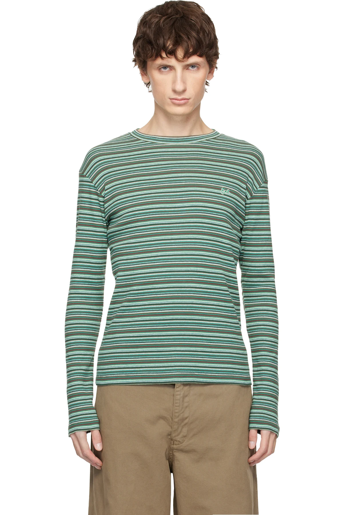 Green Striped Long Sleeved T-shirt
