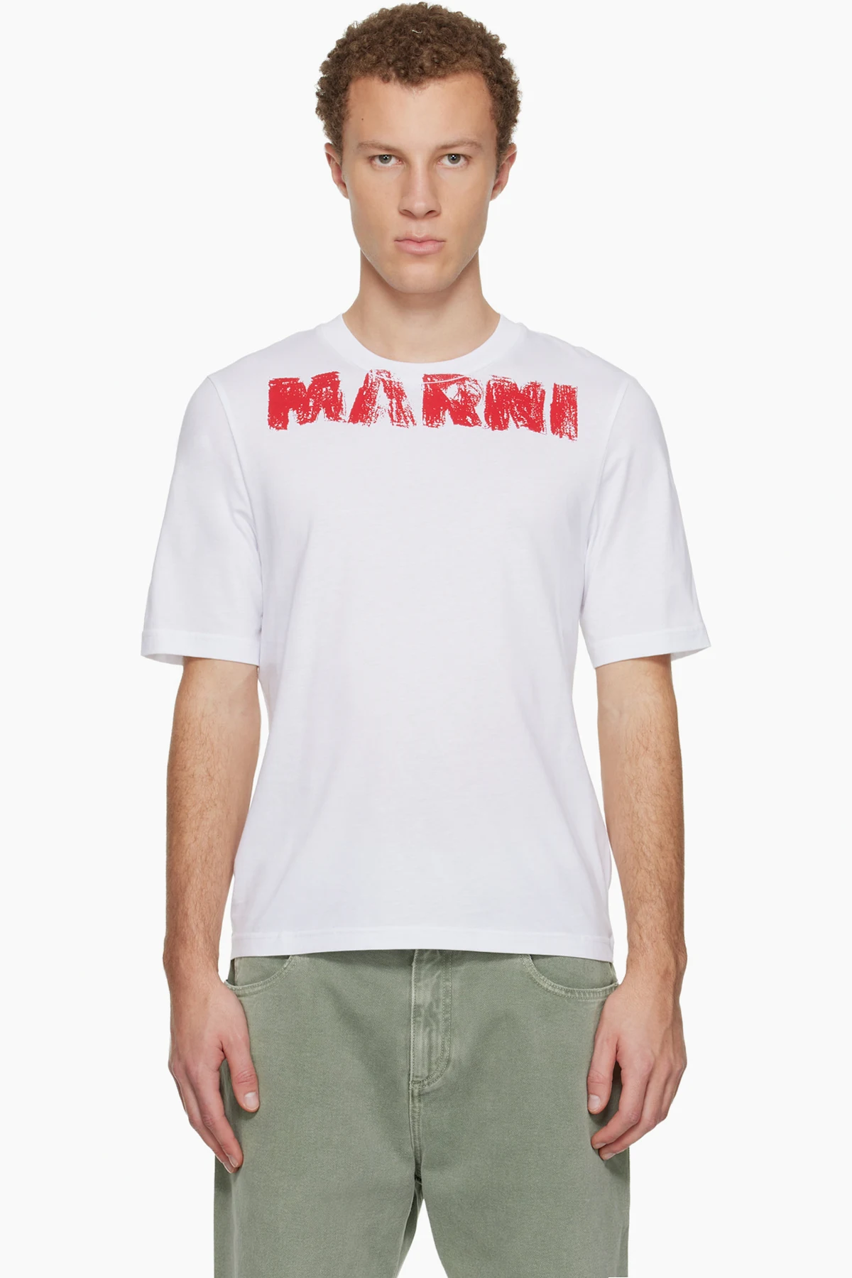 White Marni Monolith Print Cotton T-shirt