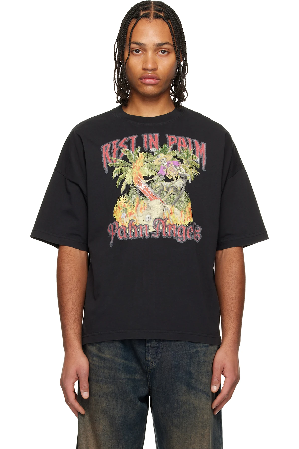 Black 'Rest In Palm' Loose T-shirt
