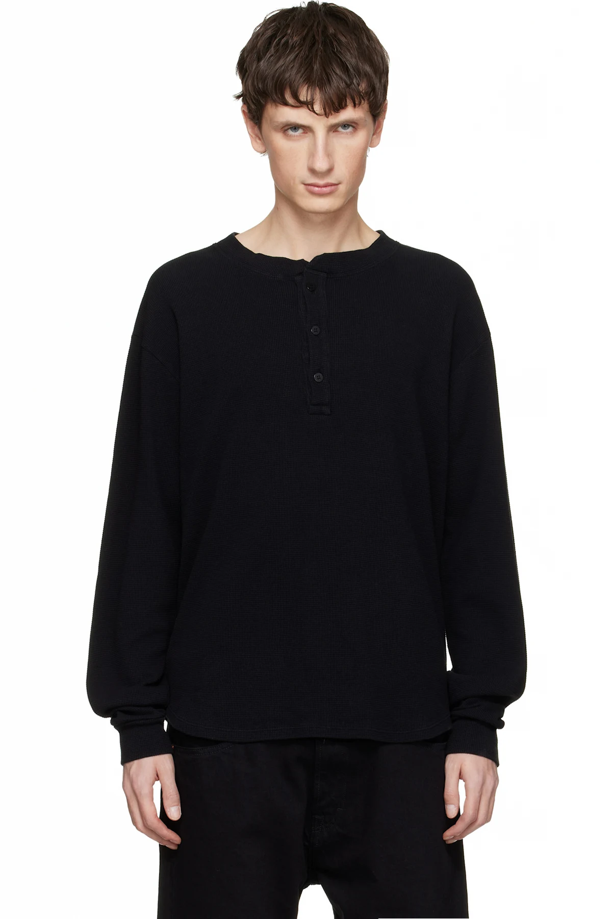 Black Baseball Hem Henley