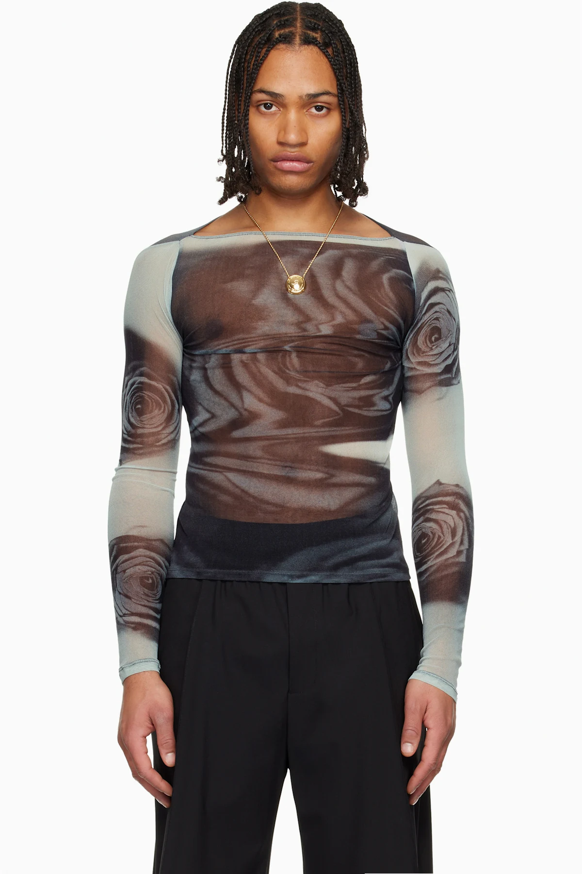 Blue & Gray 'The Gray Blurry Roses' Top