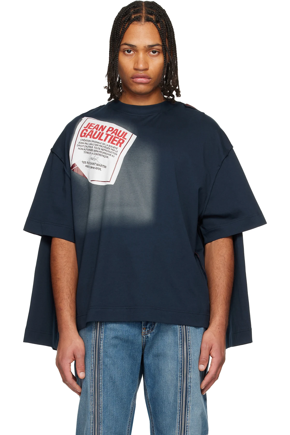 Navy 'The Gaultier Label' Double T-shirt
