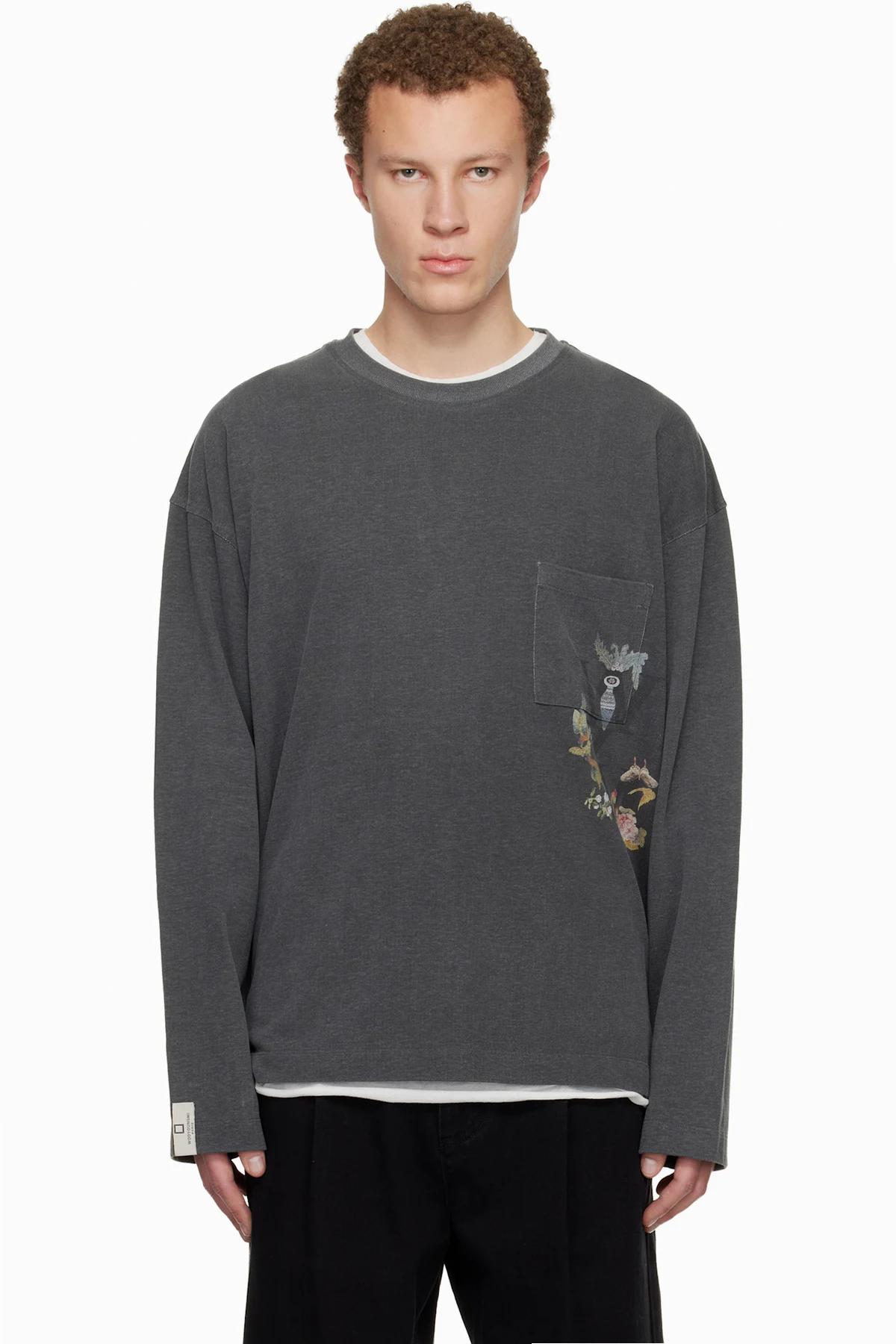 Gray Minhwa Logo Long Sleeve T-shirt