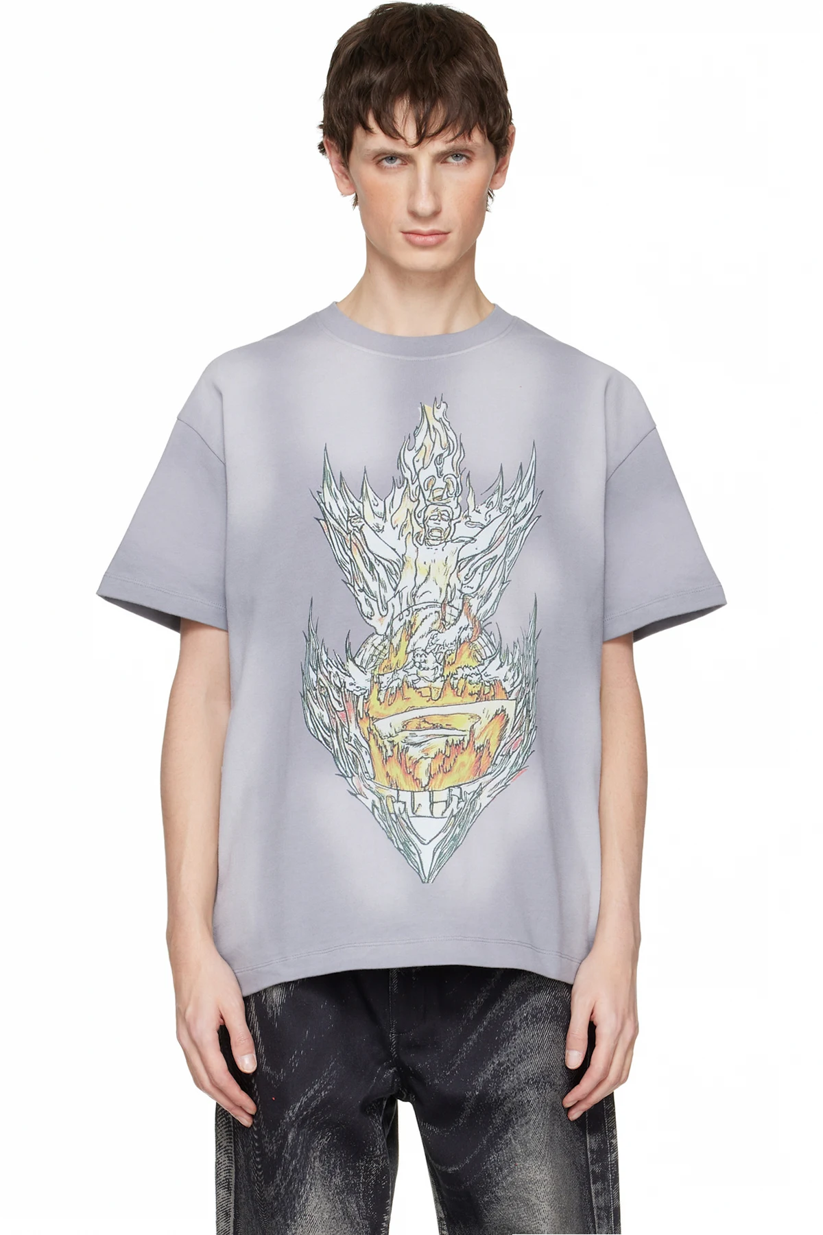 Gray Engulfed Memories Jersey T-shirt