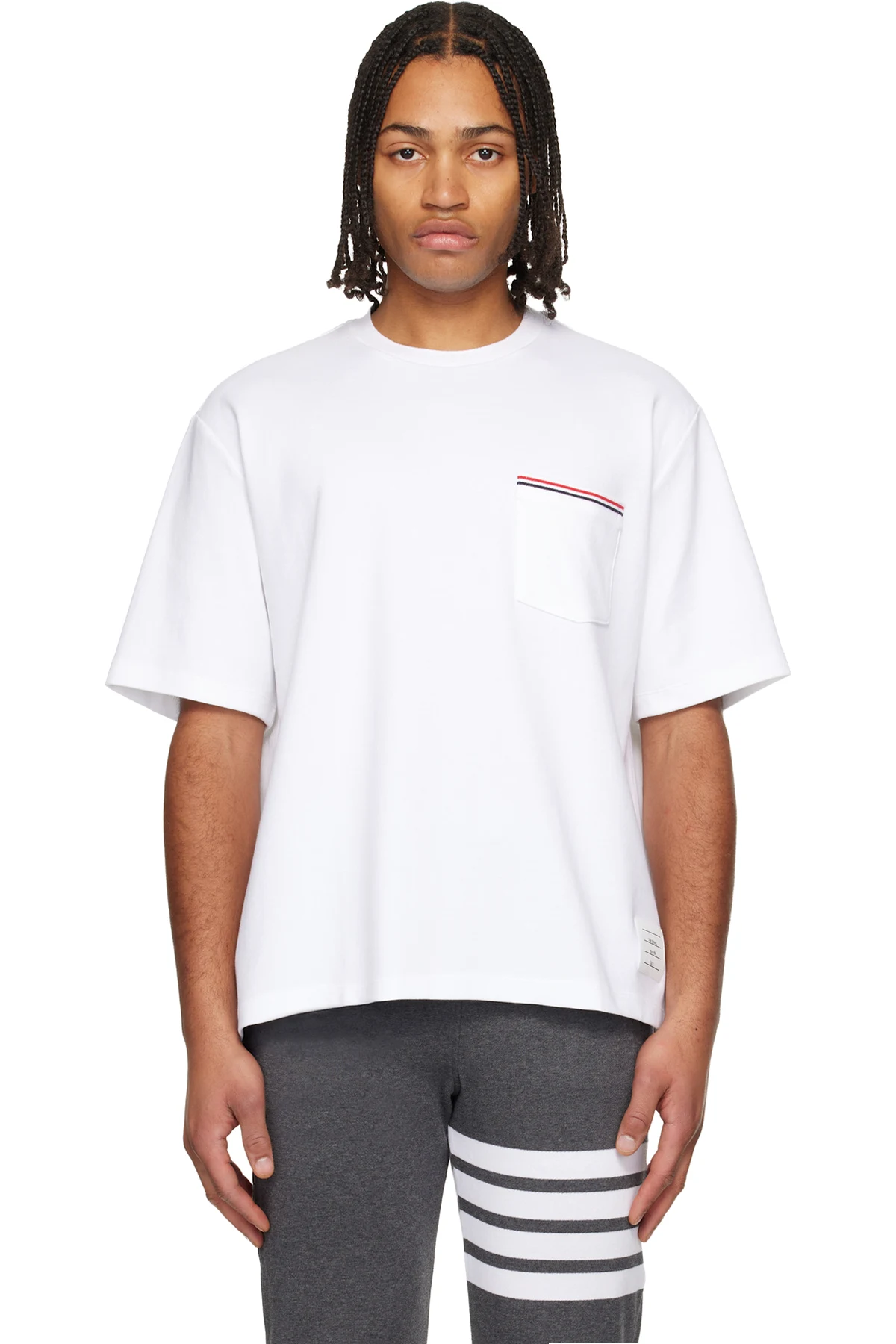 White Milano Cotton Oversized Pocket T-shirt
