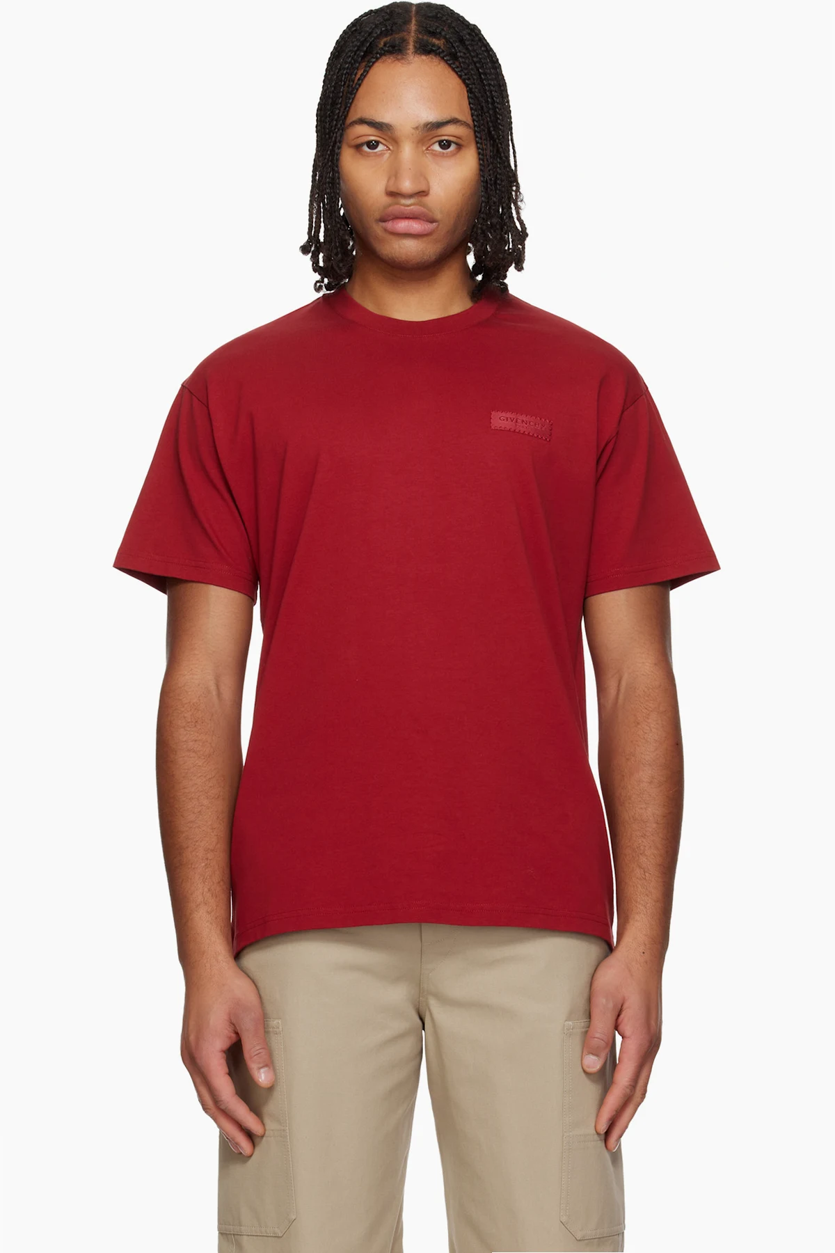 Red 'GIVENCHY Paris' Gros Grain T-shirt