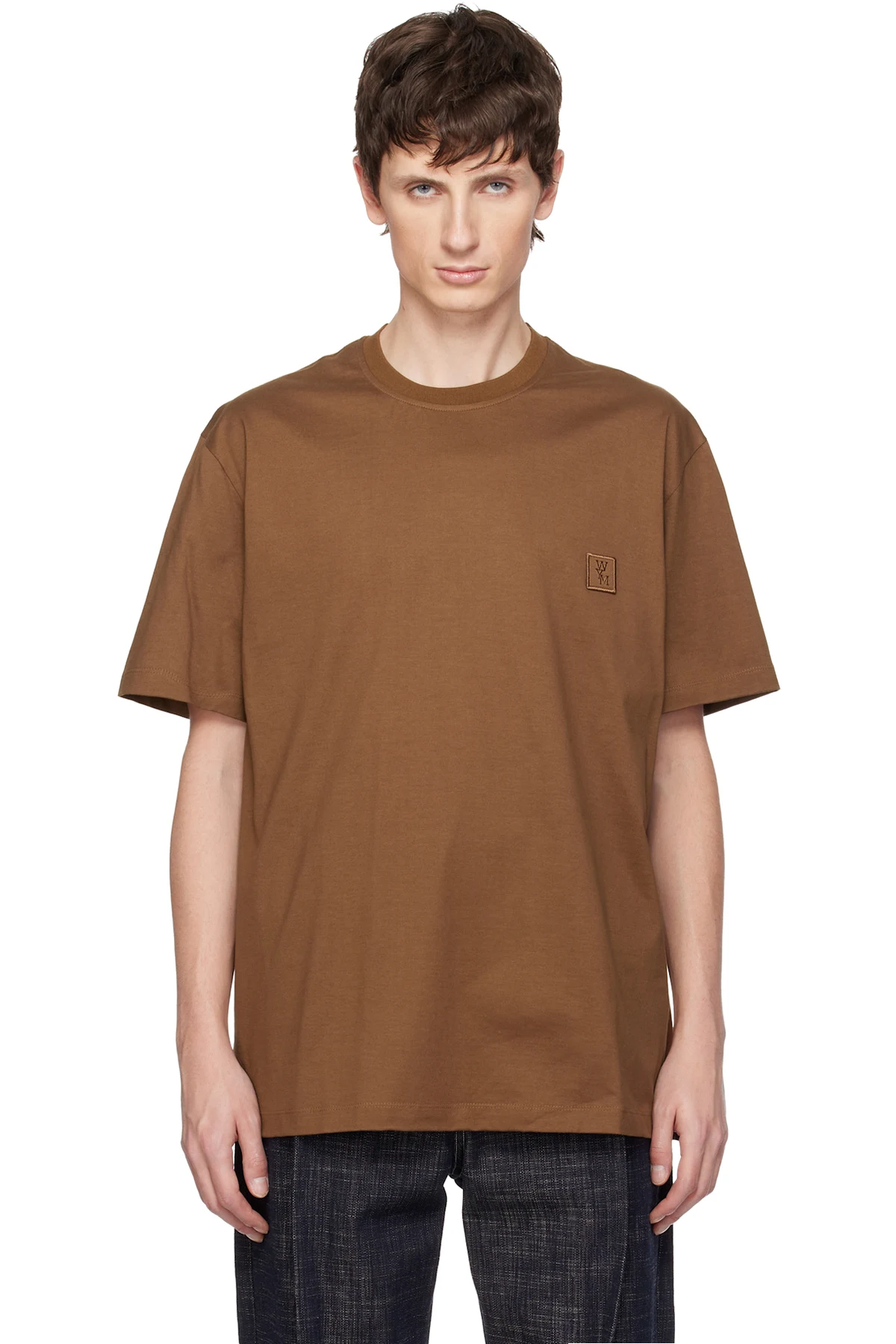 Brown Cotton Back Logo T-shirt