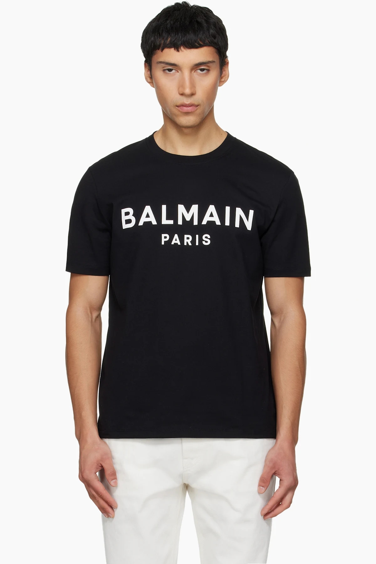 Black 'Balmain Paris' Print T-shirt