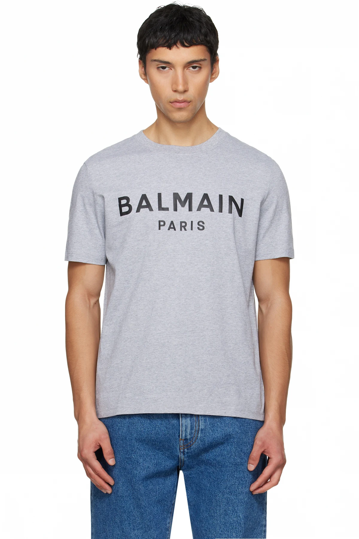 Gray Printed Cotton T-shirt