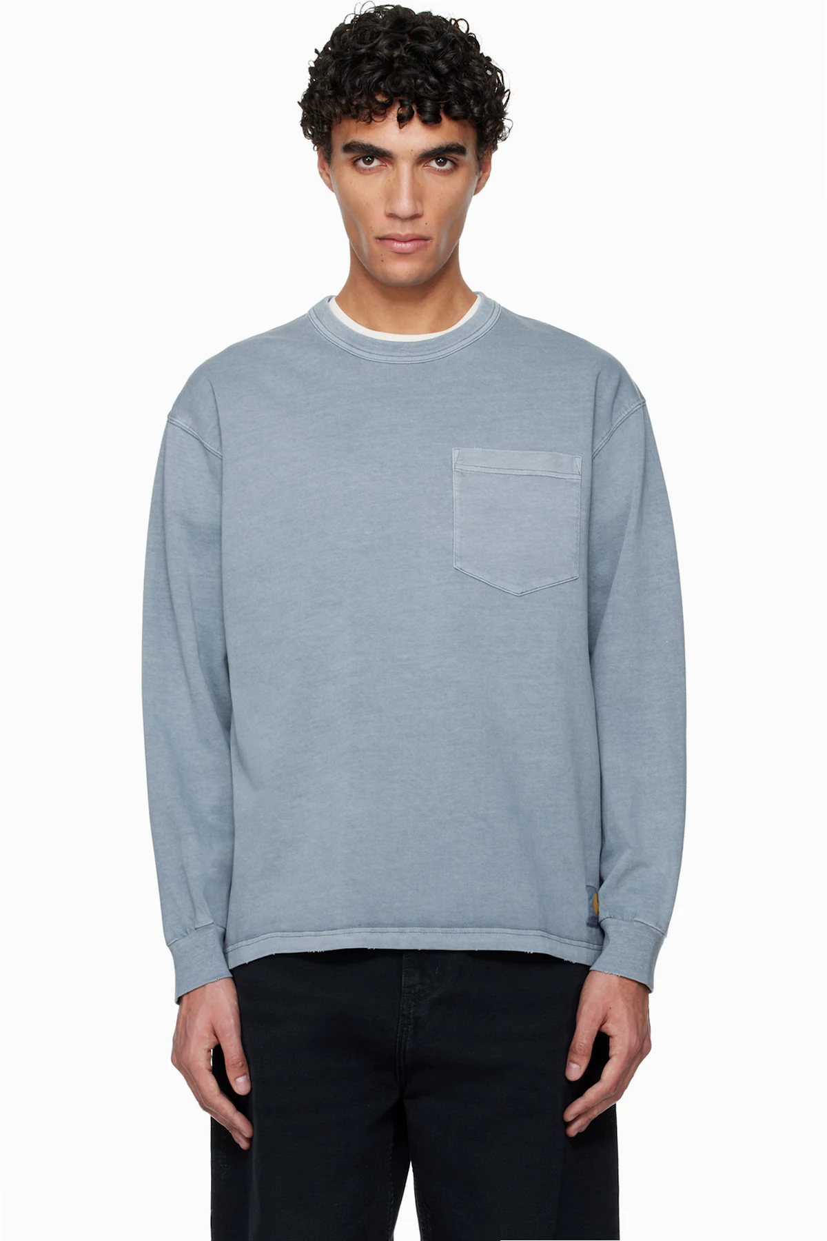 Blue Long Sleeve Torion Pocket T-Shirt