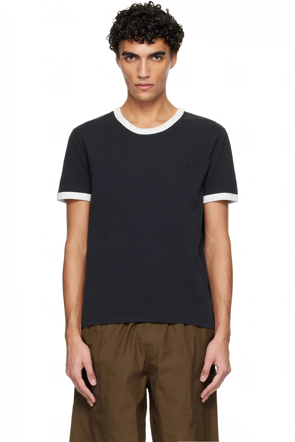 Black Contrast Trim T-shirt