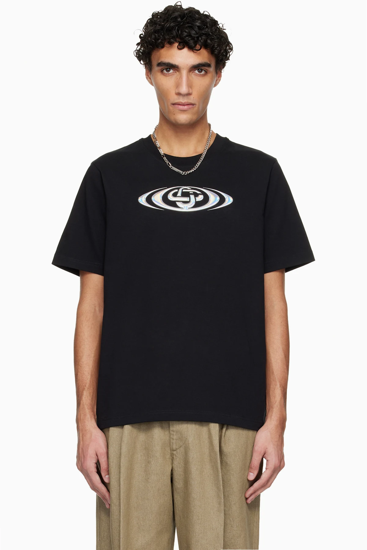 Black Warped Logo Short Sleeve T‑shirt