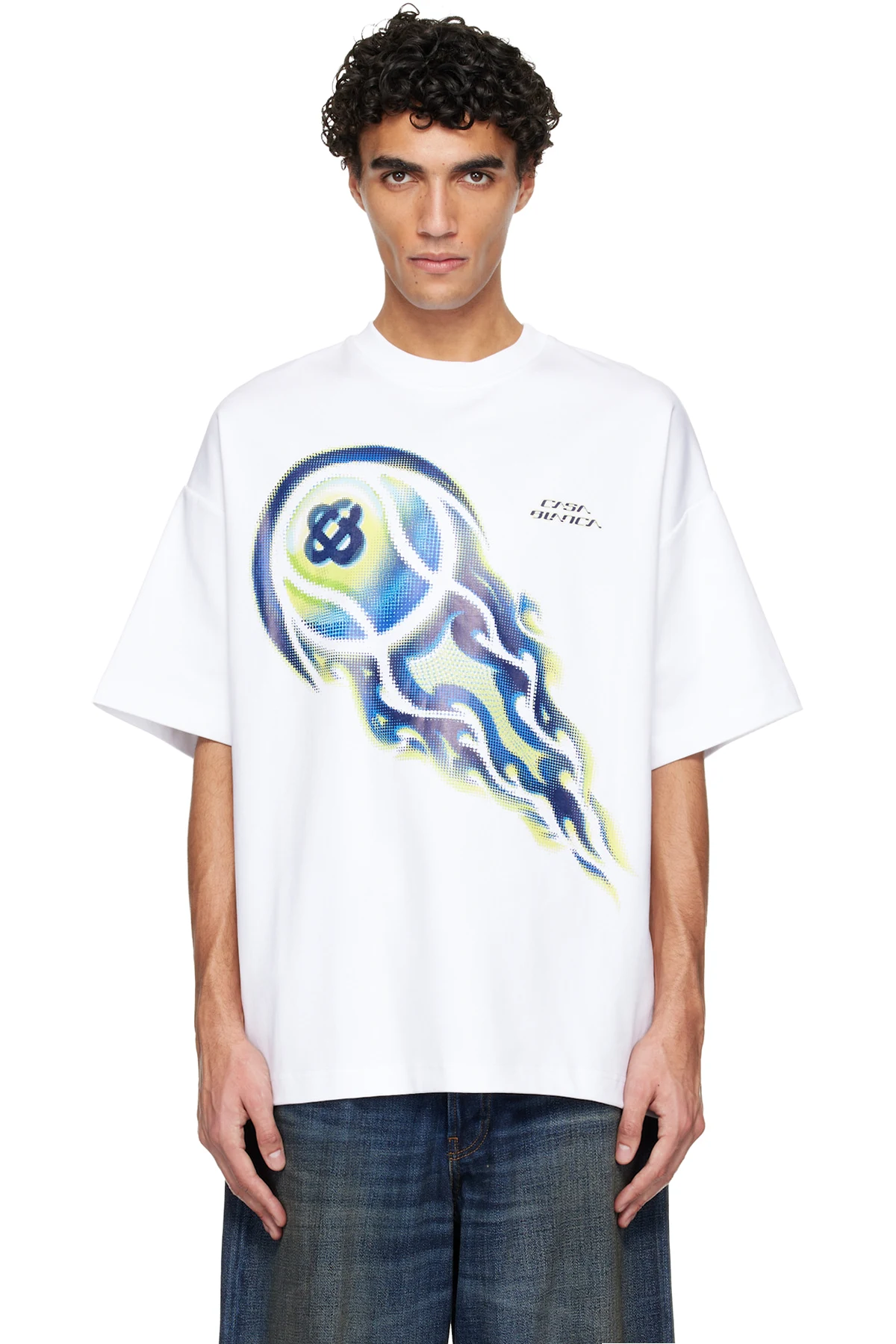 White Flaming Tennis Ball Oversized Short Sleeve T‑shirt