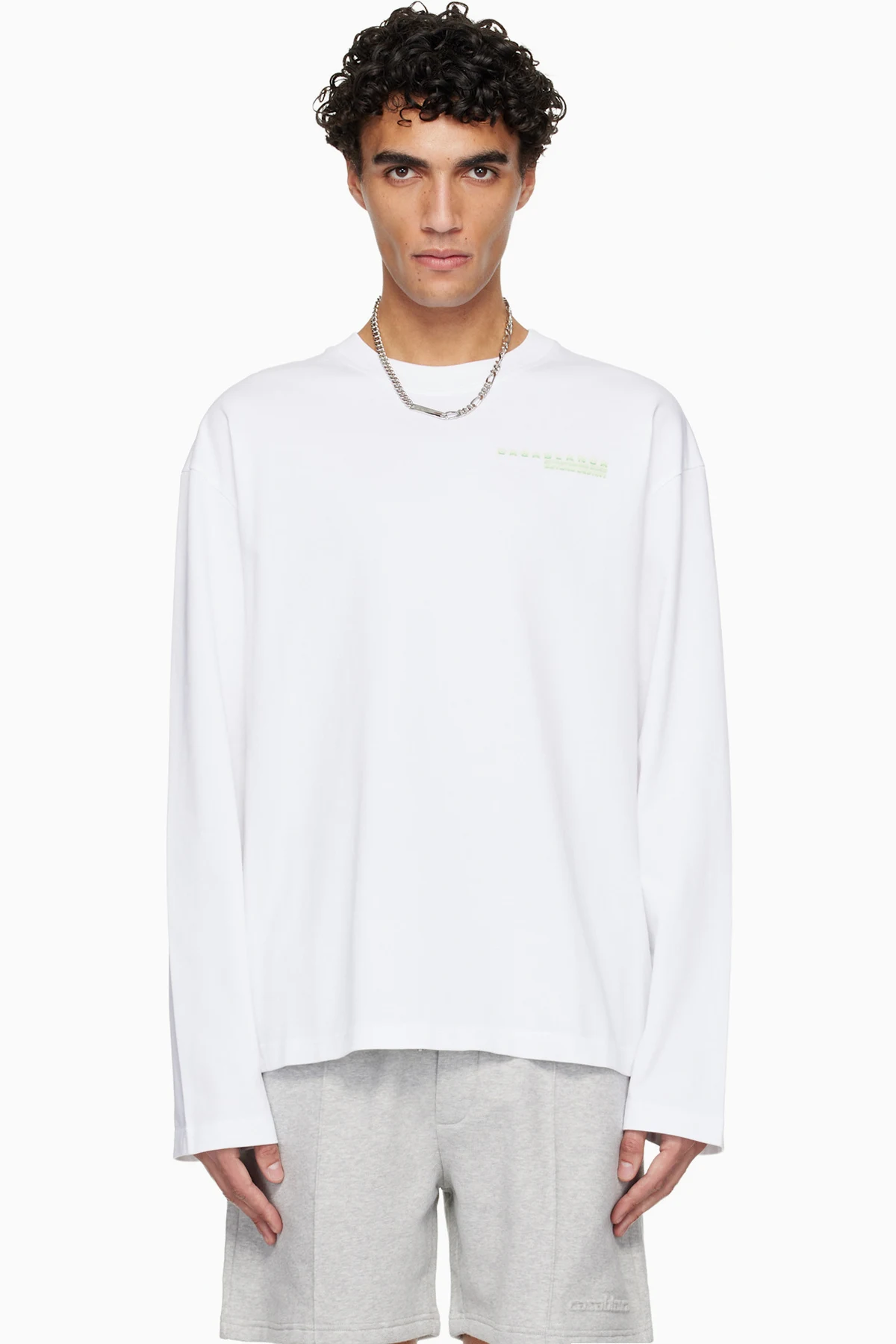 White Glitch Orchid Long Sleeve T-shirt