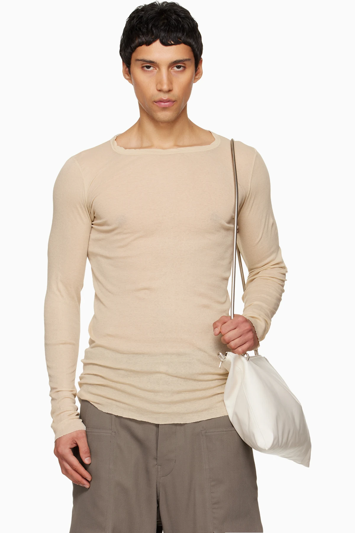 Gray Temple Rib LS T-shirt