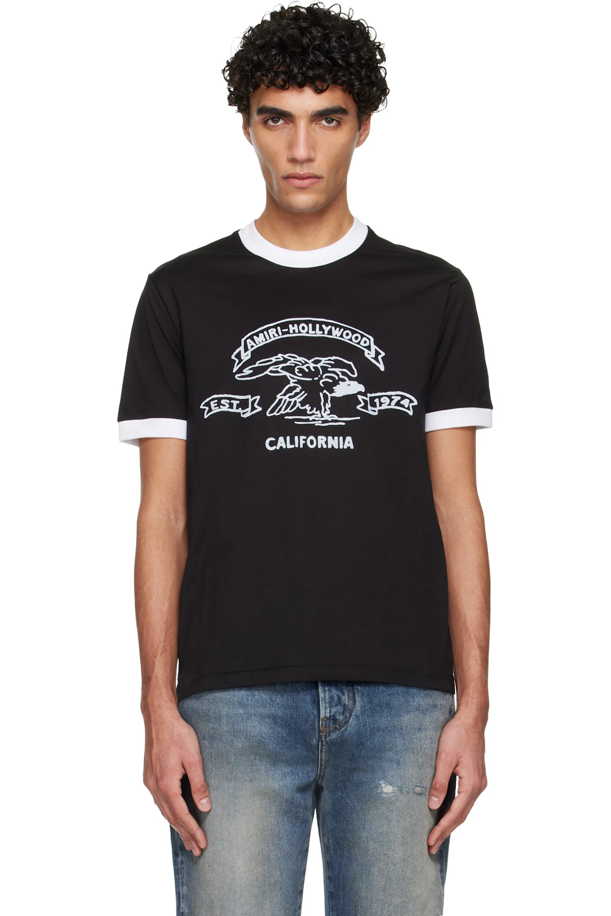 Black AMIRI Eagle Ringer T-shirt