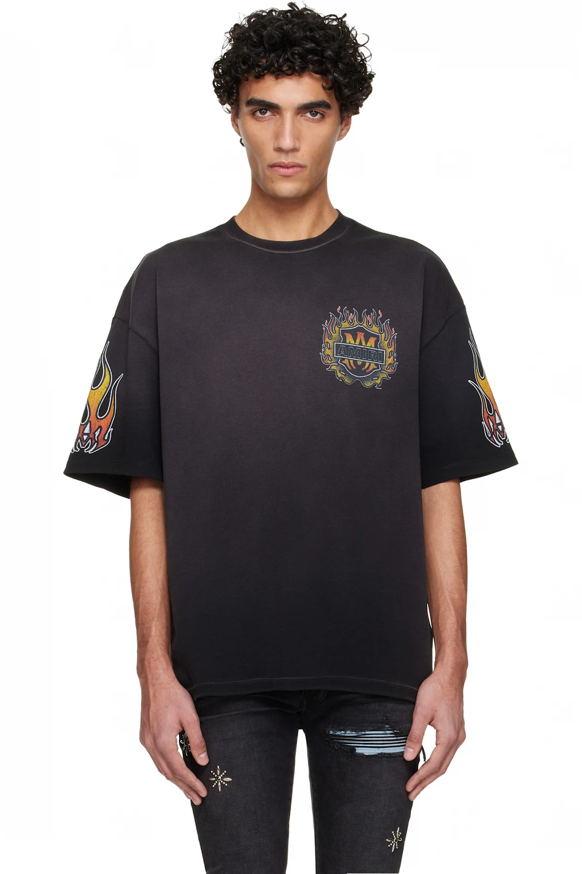 Black MA Flames Oversized T-shirt