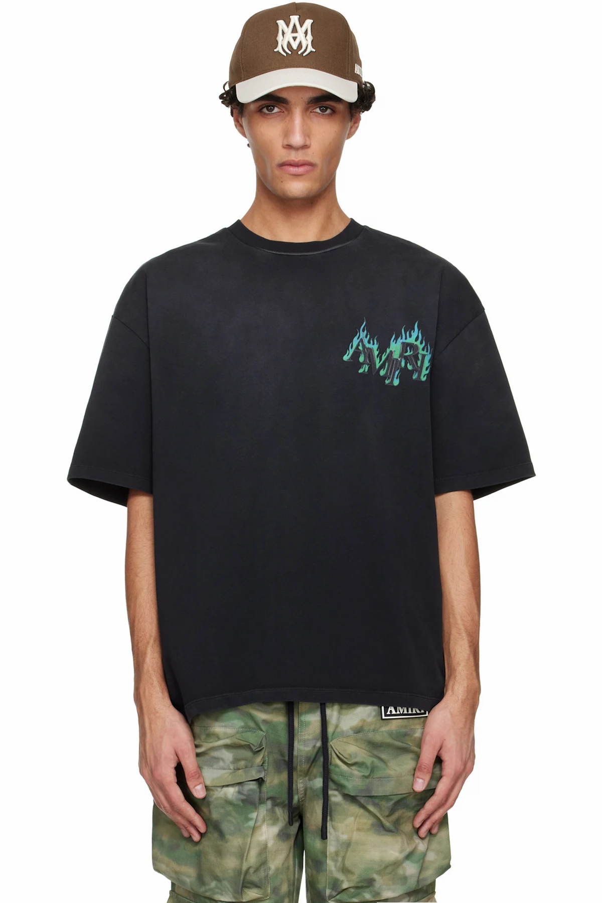 Black 'AMIRI' Flames Oversized T-shirt