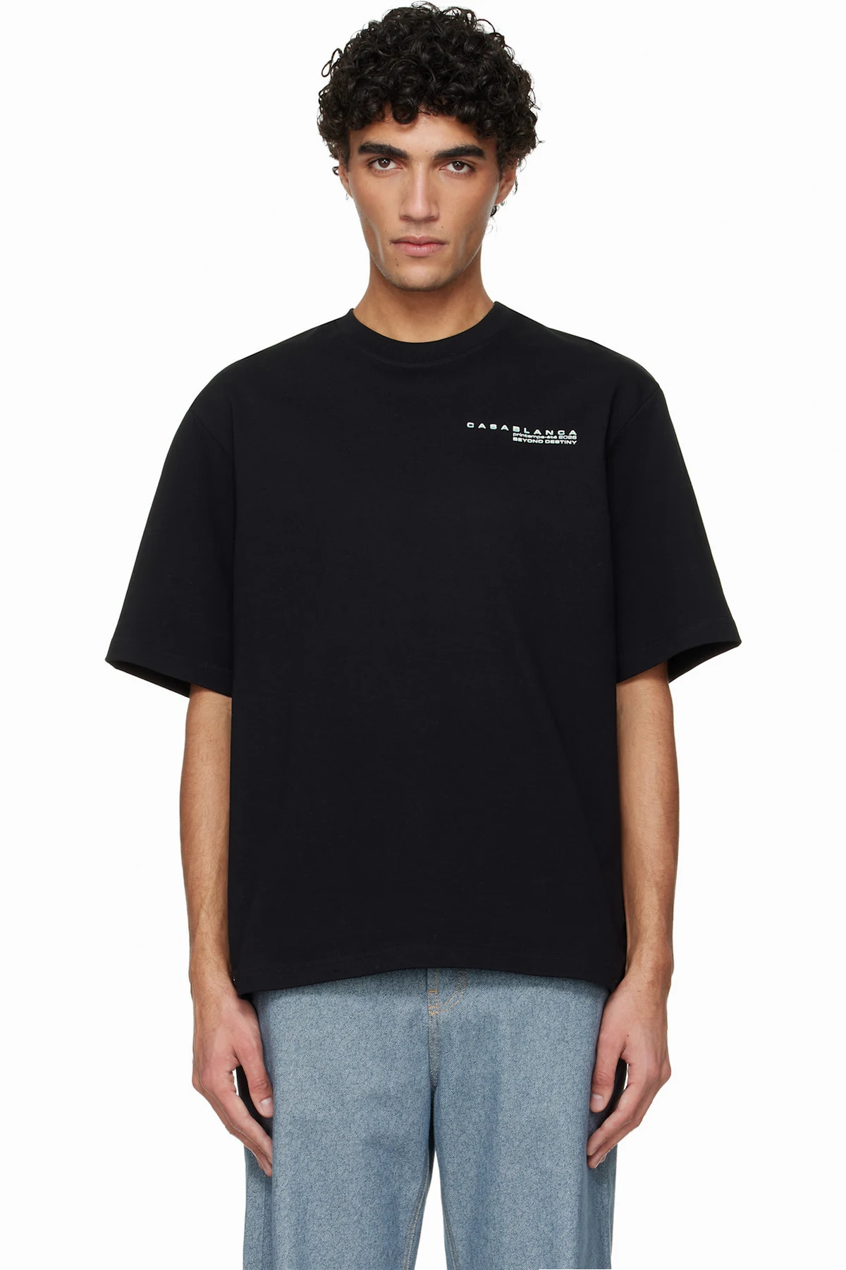 Black Glitch Orchid Oversized Short Sleeve T‑shirt