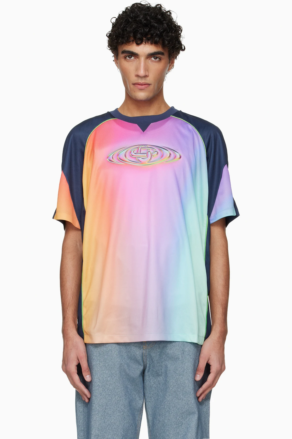 Multicolor Short Sleeve Football T-shirt