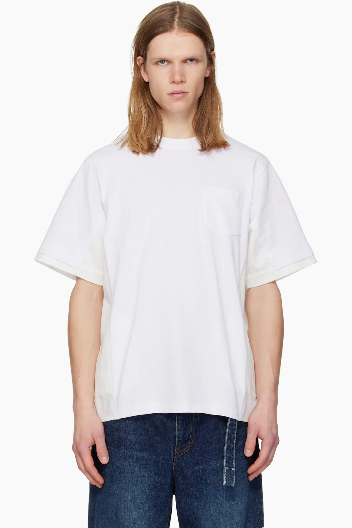 White Cotton Jersey & Light Wight Denim T-shirt